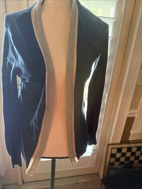 Dana Buchman Navy Cardigan with Metallic Trim